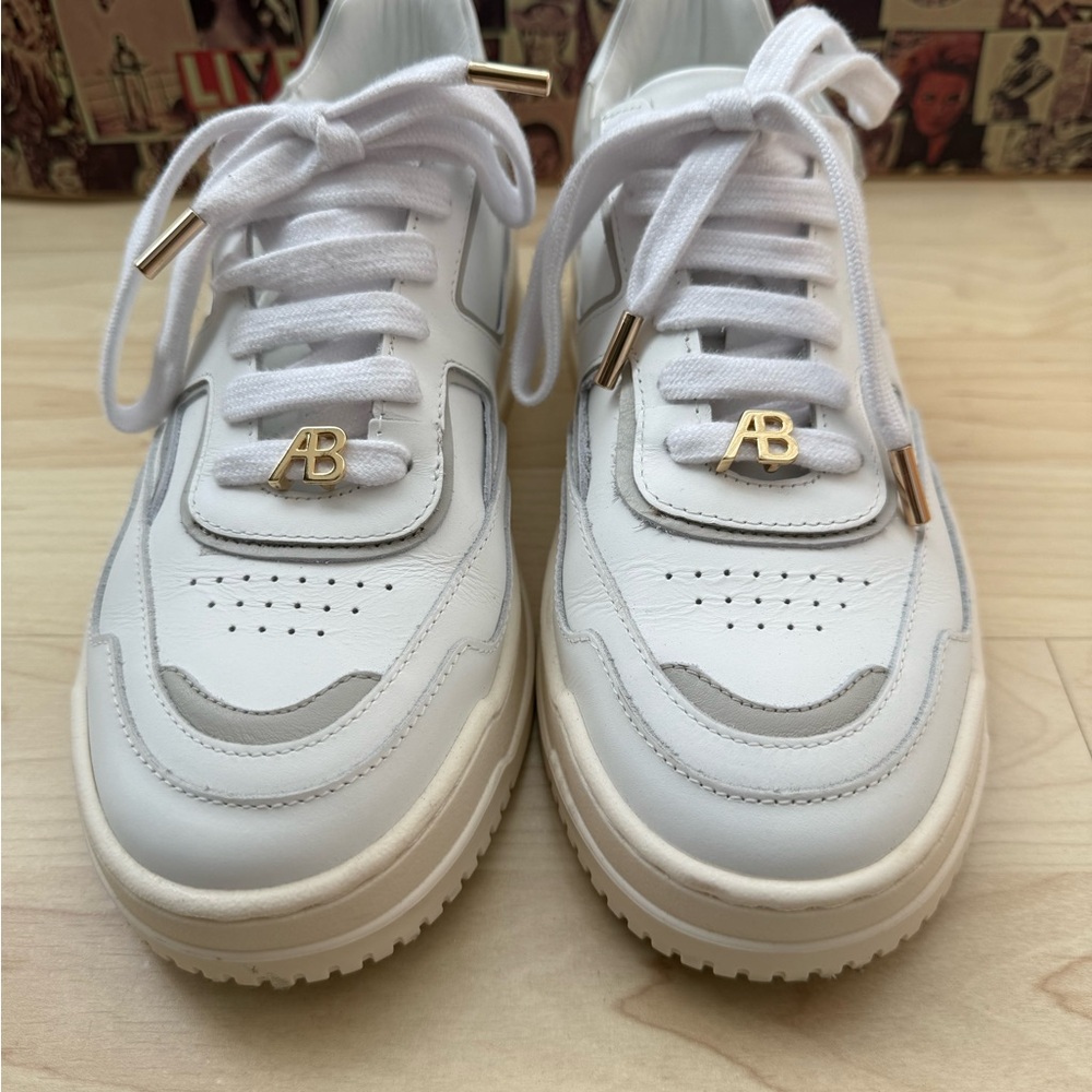 Alexandre Birman White Sneakers - size 37 - with Gold AB Logo Accents